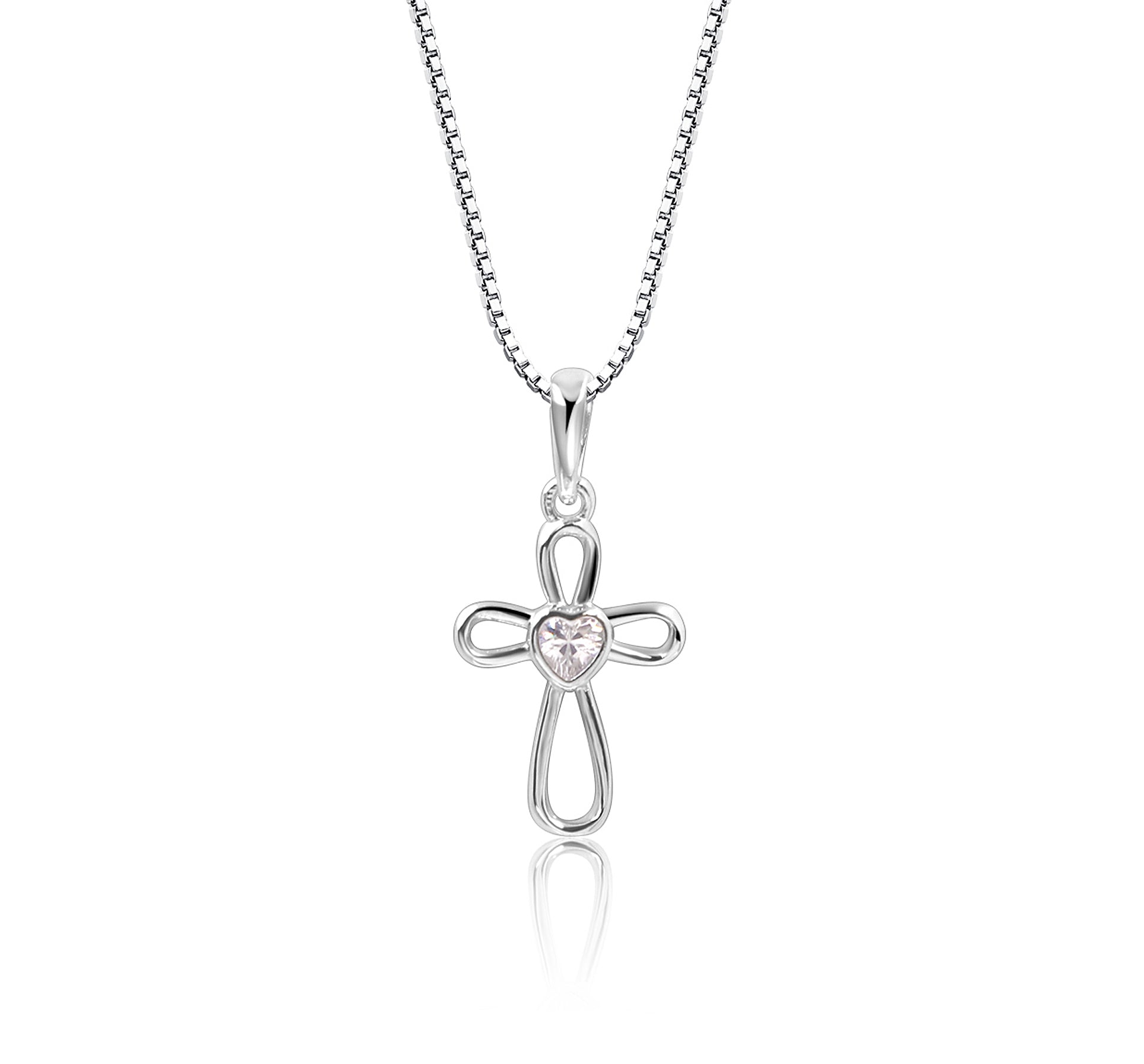 Children's Infinity Heart Cross Necklace Gold or Silver