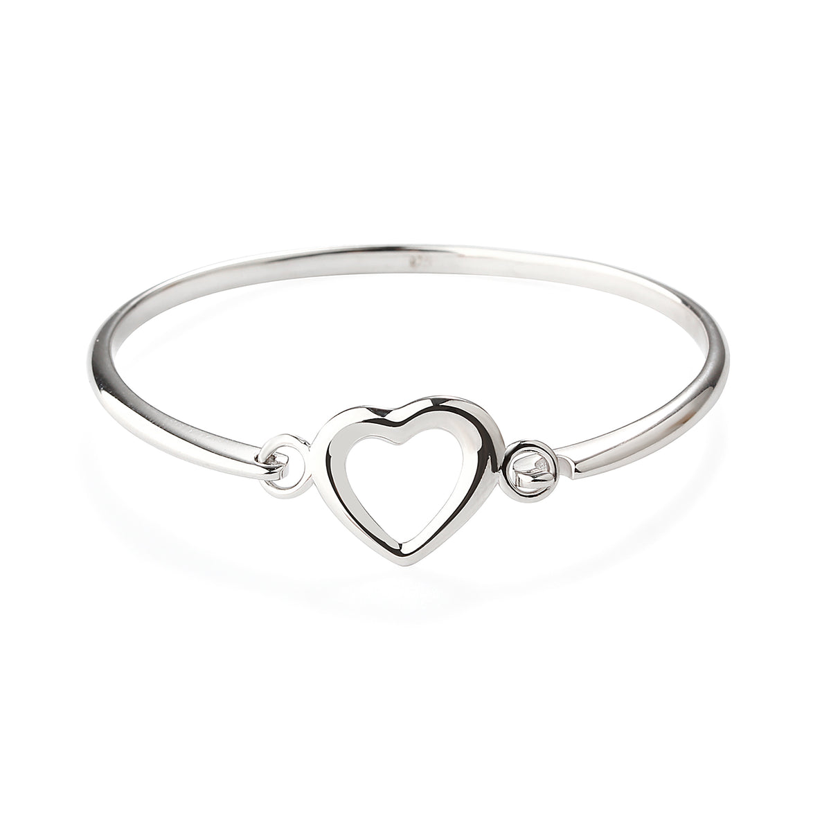 Bangle (Heart) - Kids Sterling Silver Heart Bangle Bracelet for