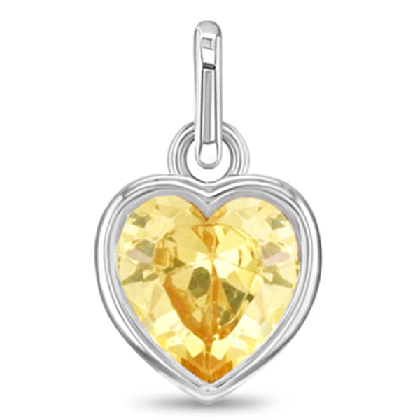 Sterling Silver Children's Bar Necklace with CZ Birthstone Heart for Kids