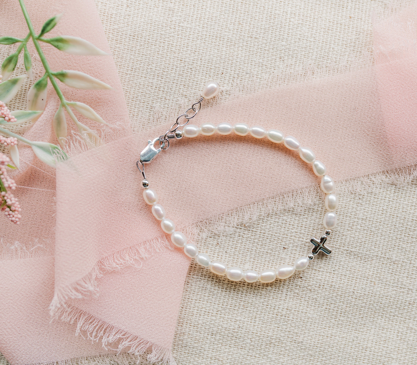 Sterling Silver Cross Bracelet Baptism or Communion Gift - Cherished Moments Jewelry