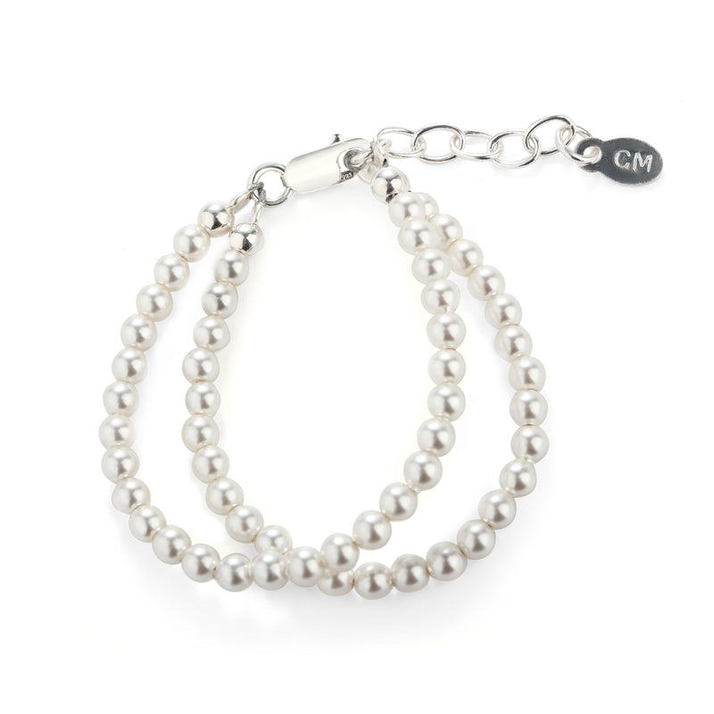 Sterling Silver Double-Strand Simulated Pearl Bracelet for Kids and Little Girls - Cherished Moments Jewelry