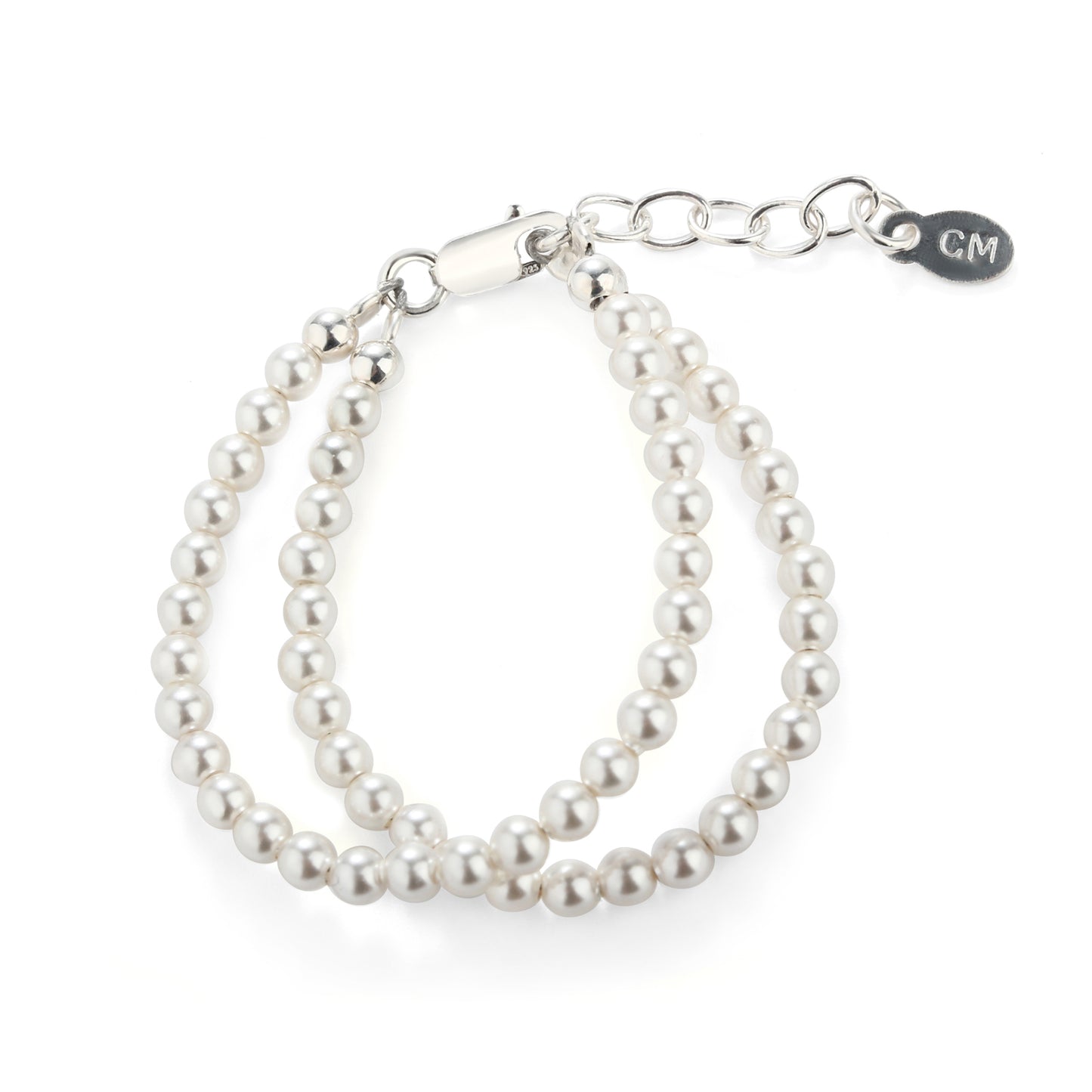 Sterling Silver Double-Strand Simulated Pearl Bracelet for Kids and Little Girls - Cherished Moments Jewelry
