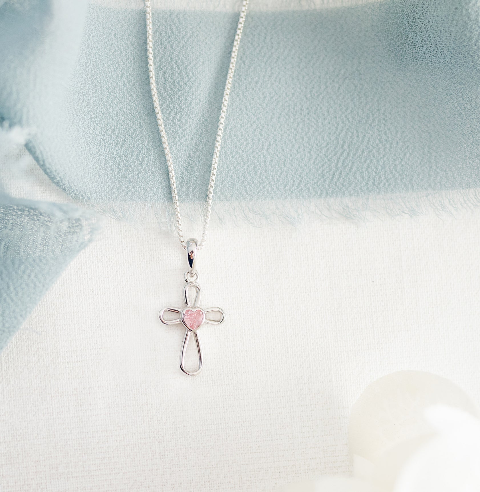 Children's Infinity Heart Cross Necklace Gold or Silver