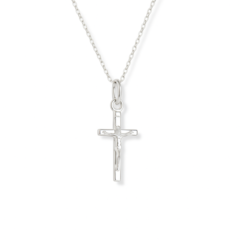 Children's Sterling Silver Dainty Crucifix Necklace for First Communion or Confirmation Gifts for Girls, Teens, Kids 1st Holy Communion Necklace