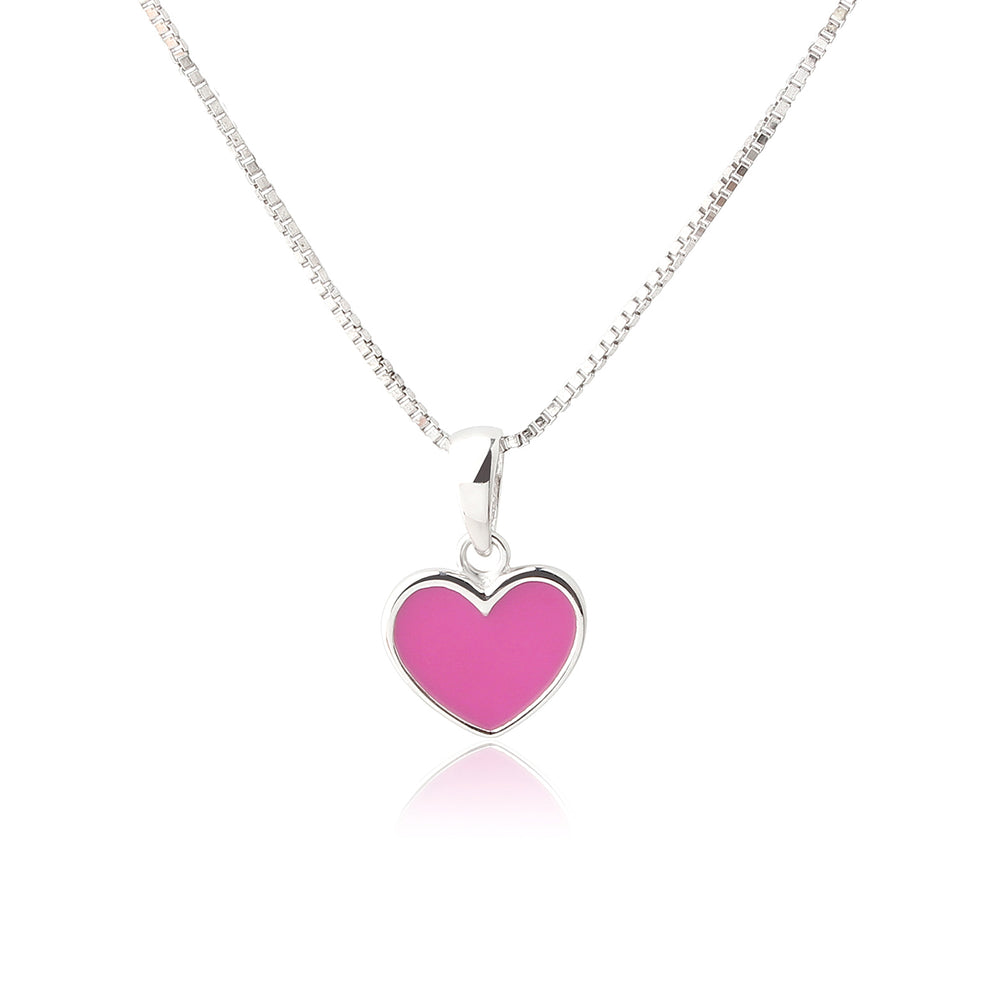 Children's Sterling Silver Fuchsia Pink Heart Necklace for Girls & Kids