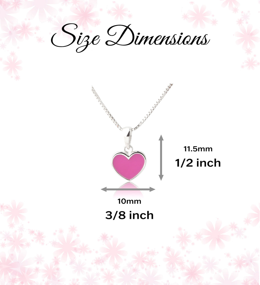 Children's Sterling Silver Fuchsia Pink Heart Necklace for Girls & Kids