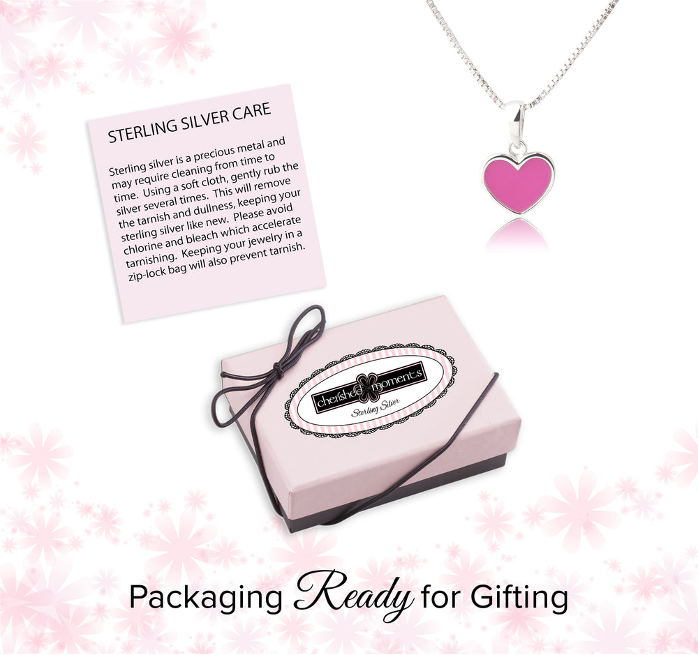 Children's Sterling Silver Fuchsia Pink Heart Necklace for Girls & Kids