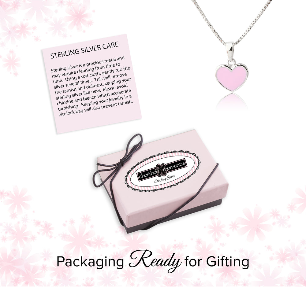 Children's Sterling Silver Pink Heart Necklace for Girls & Kids