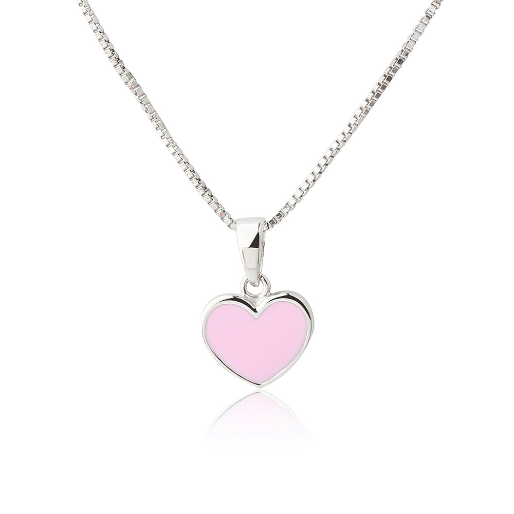 Children's Sterling Silver Pink Heart Necklace for Girls & Kids