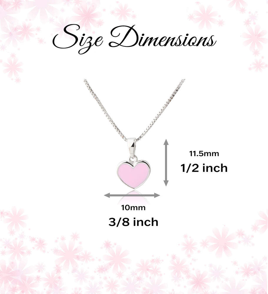 Children's Sterling Silver Pink Heart Necklace for Girls & Kids