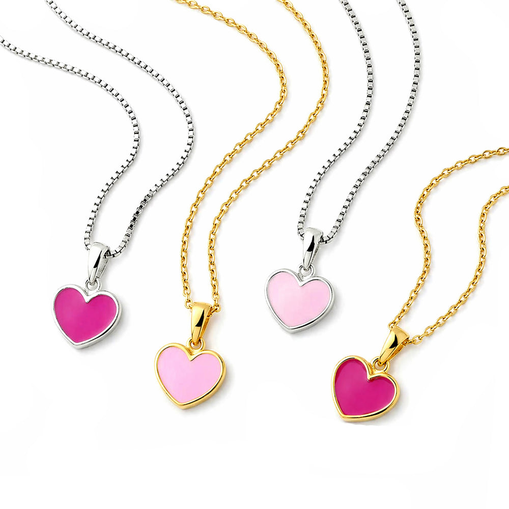 Children's 14K Gold Plated Pink Heart Necklace for Little Kids