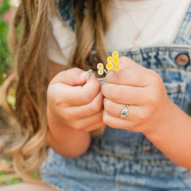 Sterling Silver Heart Birthstone Baby Ring for Kids - Cherished Moments Jewelry
