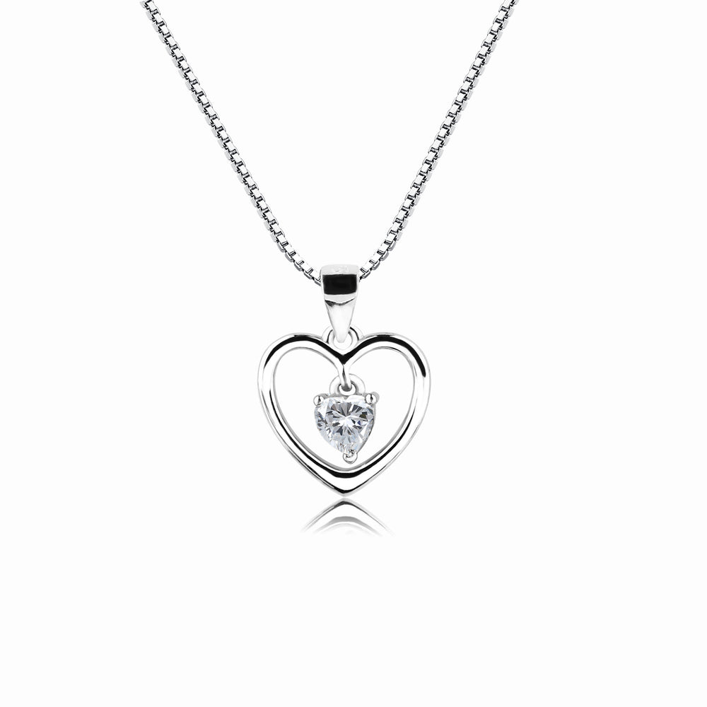 Sterling Silver Birthstone Dancing Heart Necklace for Girls