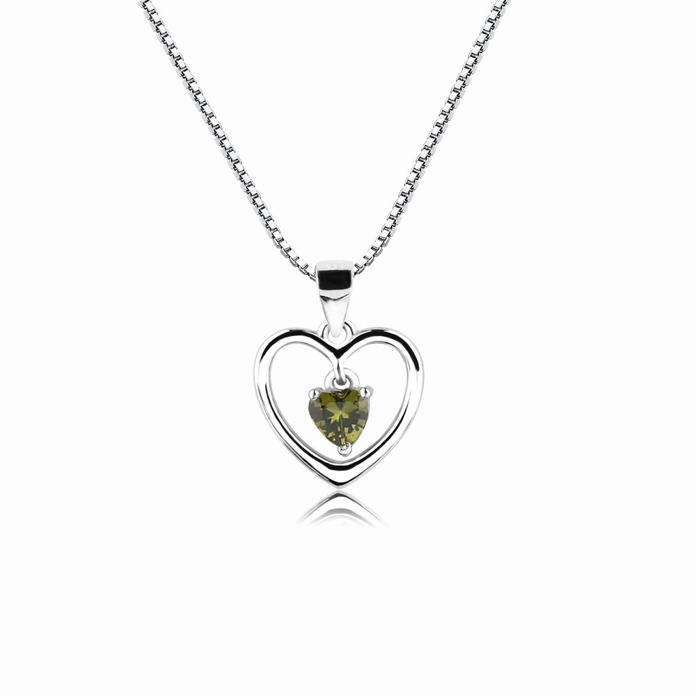 Sterling Silver Birthstone Dancing Heart Necklace for Girls