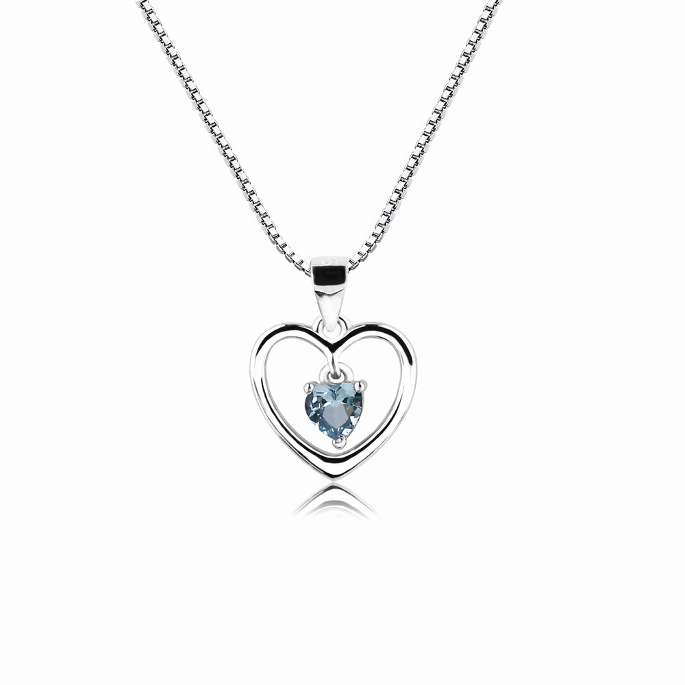 Sterling Silver Birthstone Dancing Heart Necklace for Girls
