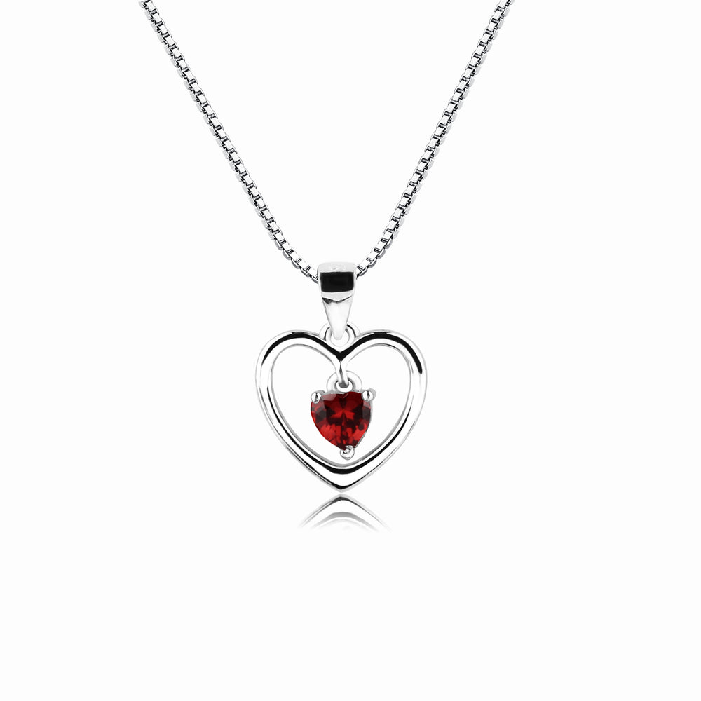 Sterling Silver Birthstone Dancing Heart Necklace for Girls