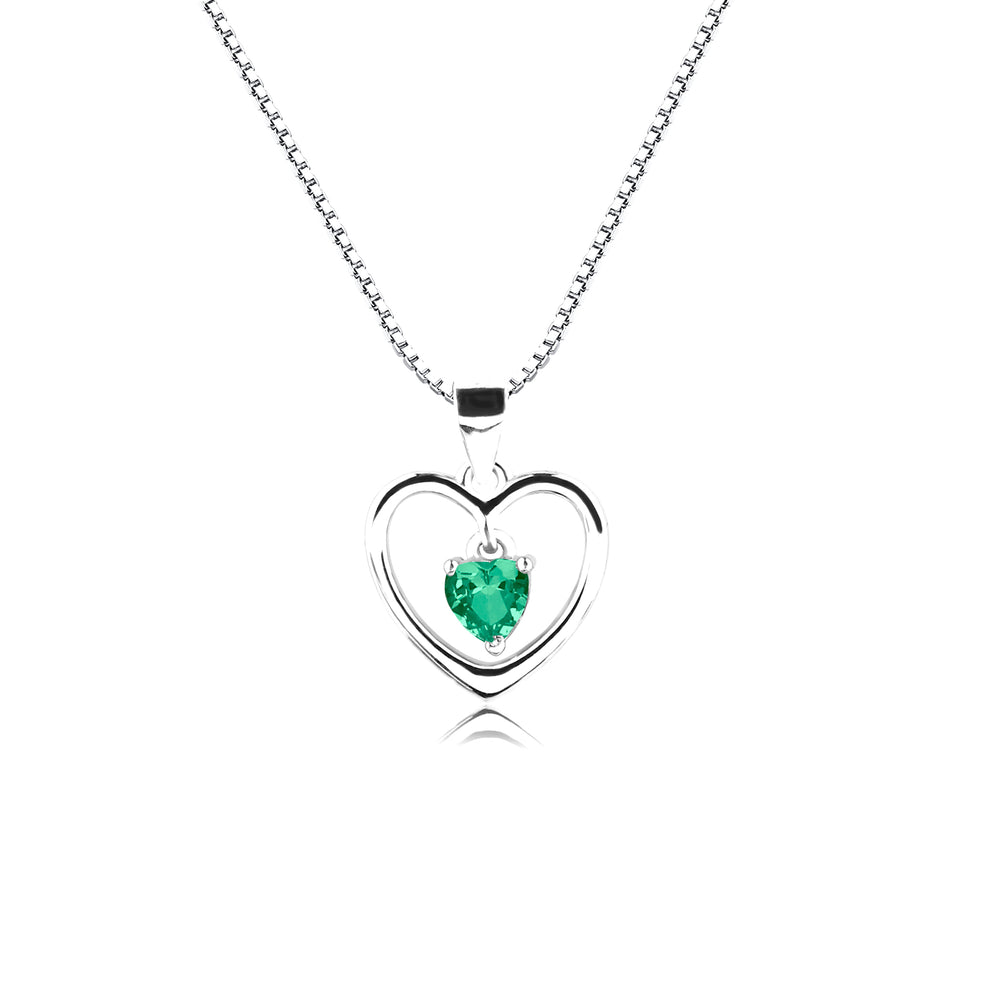 Sterling Silver Birthstone Dancing Heart Necklace for Girls