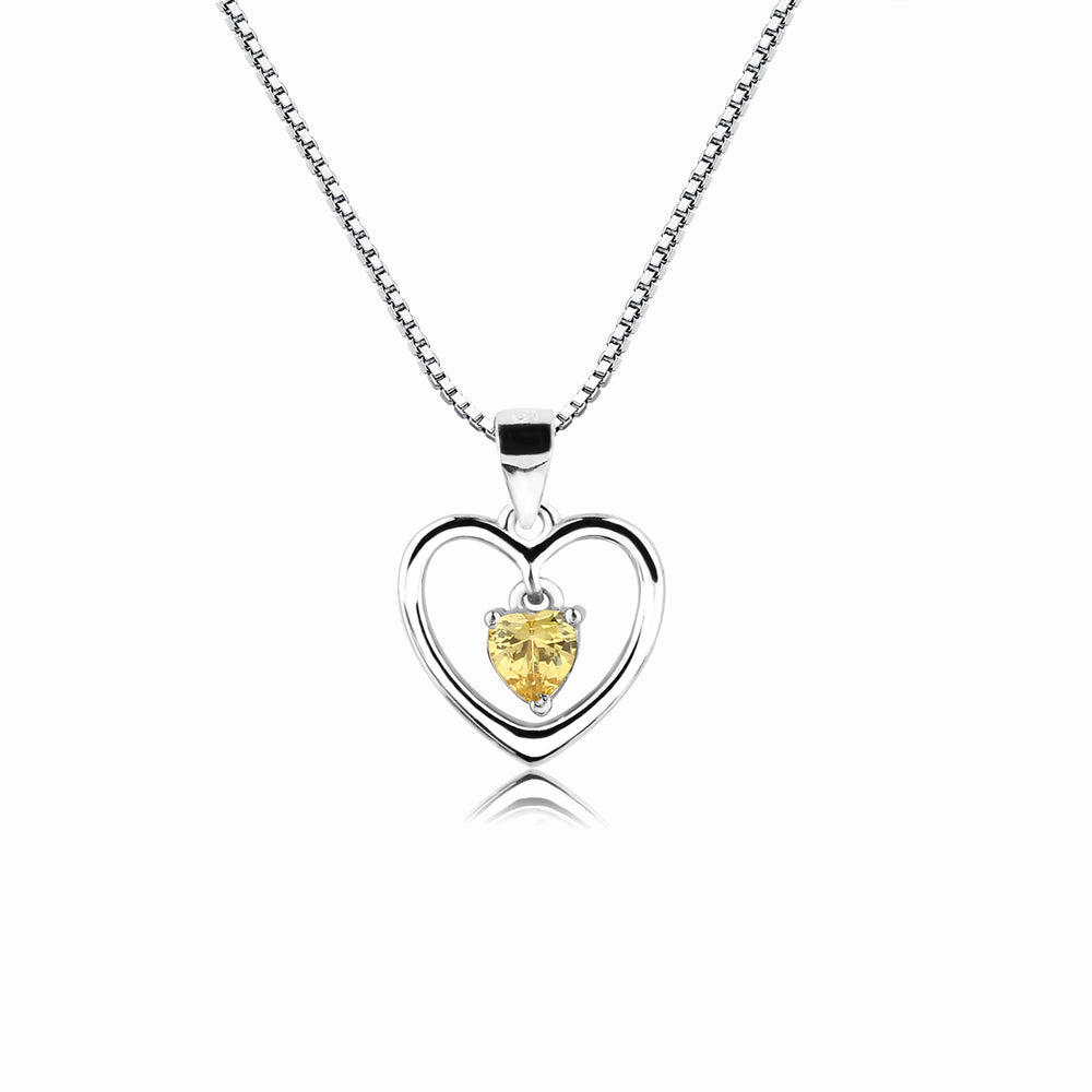 Sterling Silver Birthstone Dancing Heart Necklace for Girls