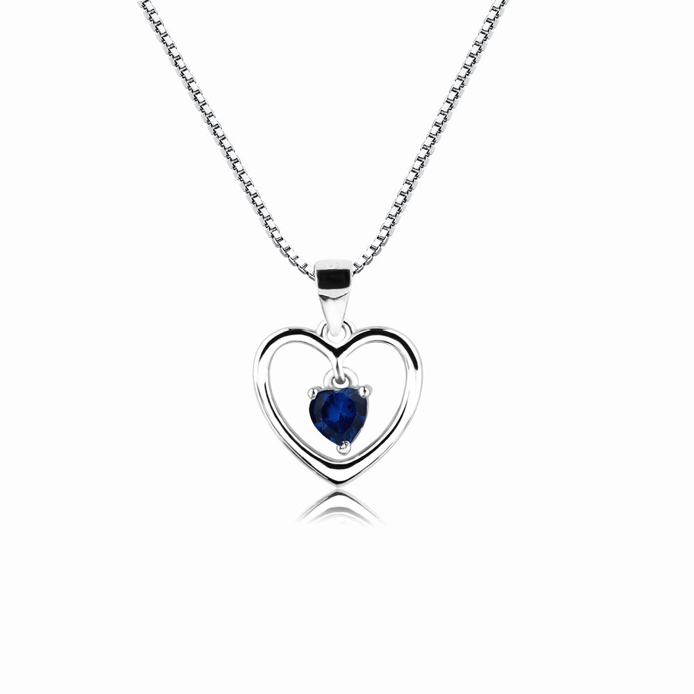 Sterling Silver Birthstone Dancing Heart Necklace for Girls