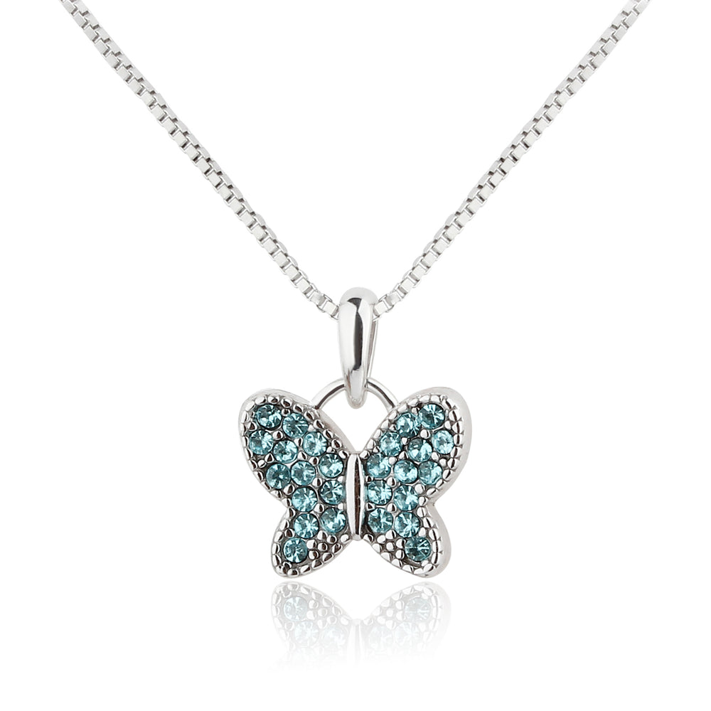 Sterling Silver Butterfly Birthstone Necklace for Little Girls