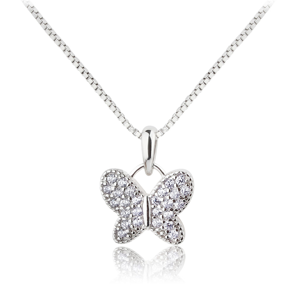 Sterling Silver Butterfly Birthstone Necklace for Little Girls