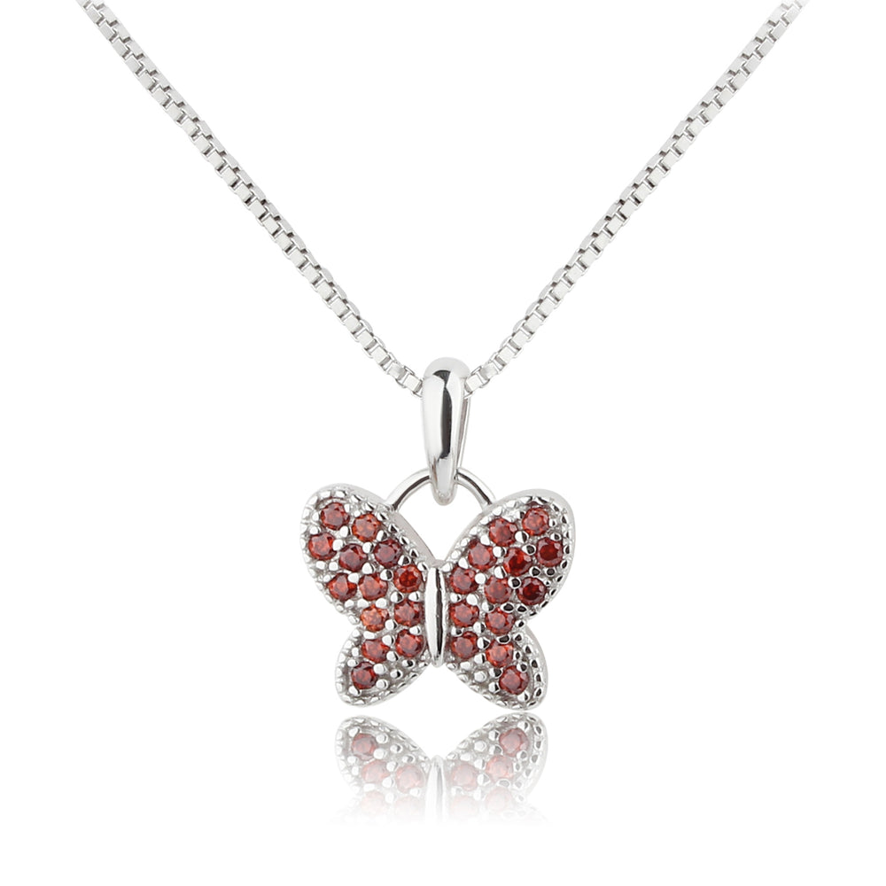 Sterling Silver Butterfly Birthstone Necklace for Little Girls