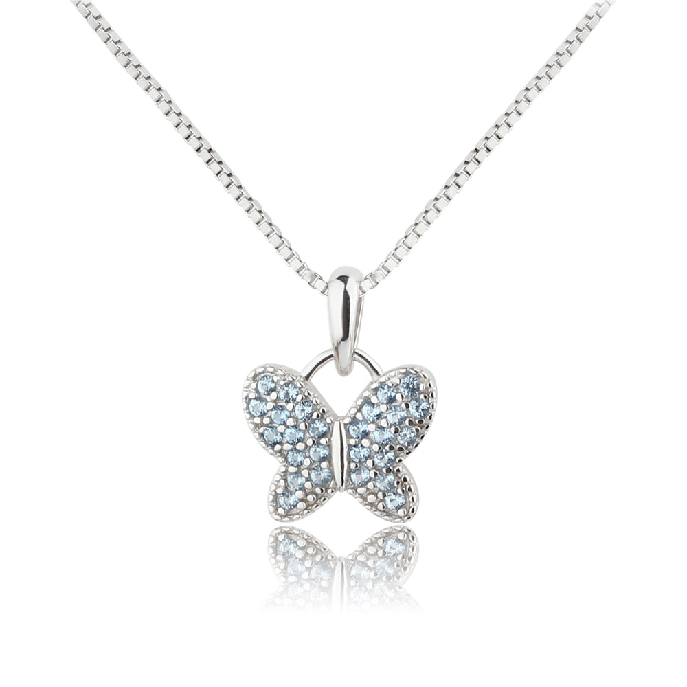 Sterling Silver Butterfly Birthstone Necklace for Little Girls