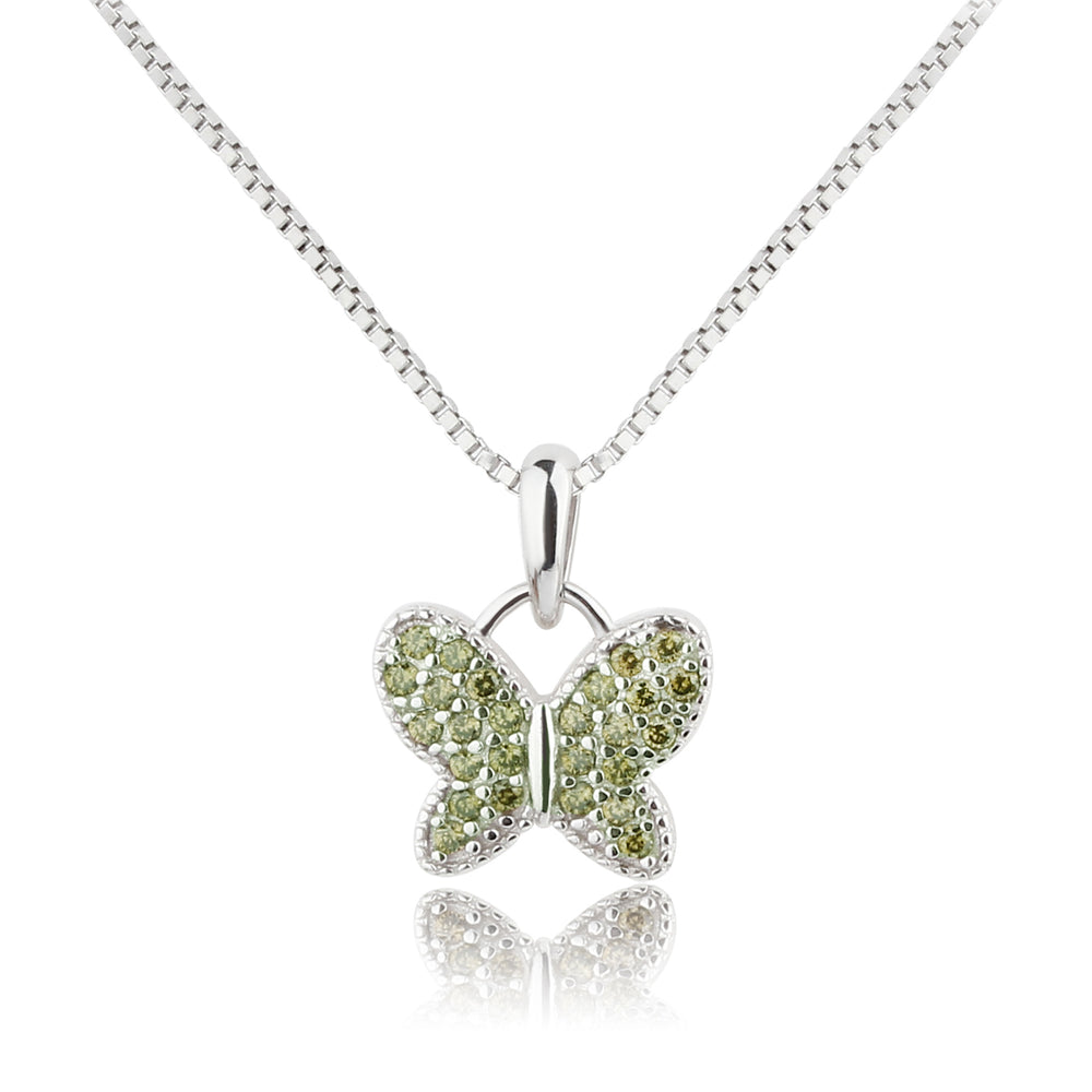 Sterling Silver Butterfly Birthstone Necklace for Little Girls