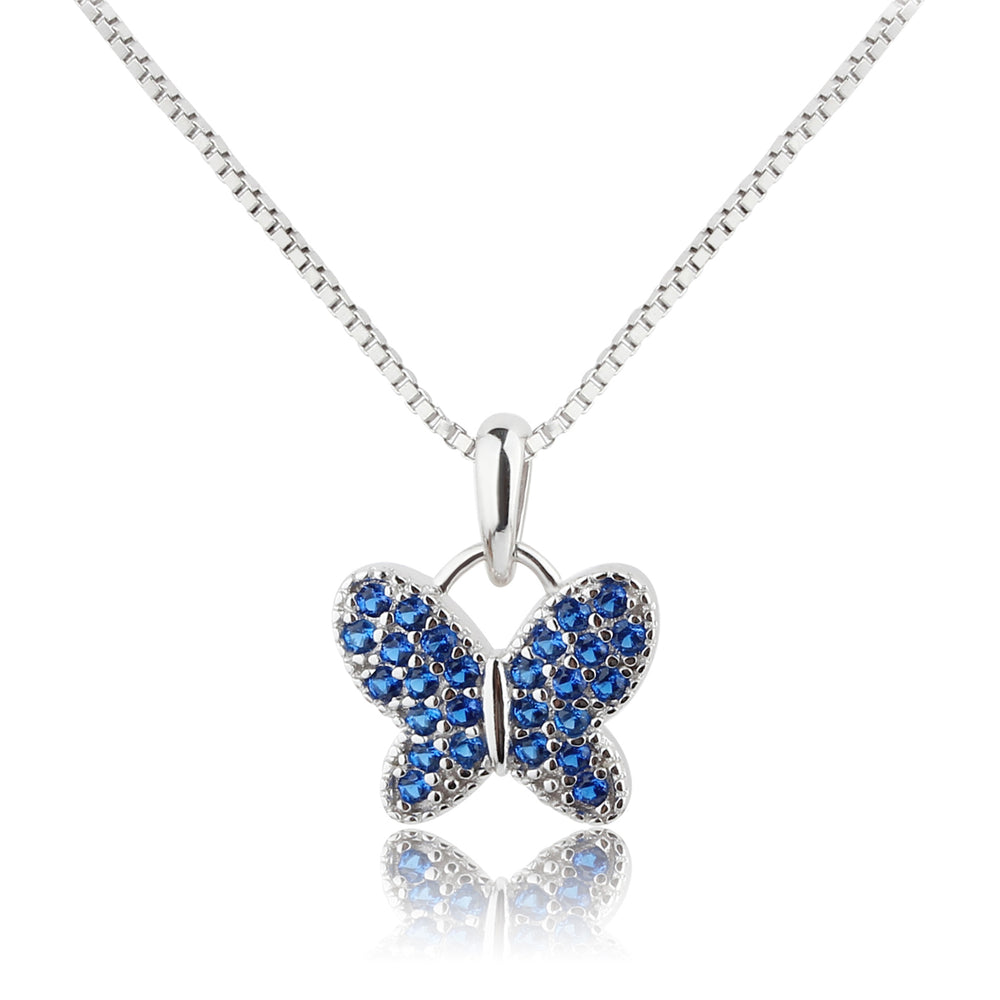 Sterling Silver Butterfly Birthstone Necklace for Little Girls