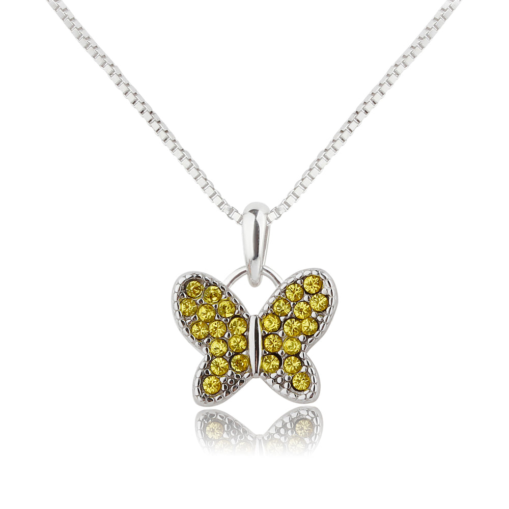 Sterling Silver Butterfly Birthstone Necklace for Little Girls