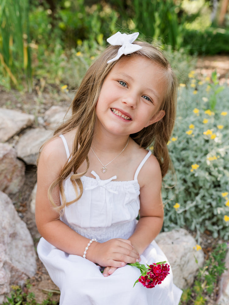 Sterling Silver Birthstone Dancing Heart Necklace for Girls - Cherished Moments Jewelry