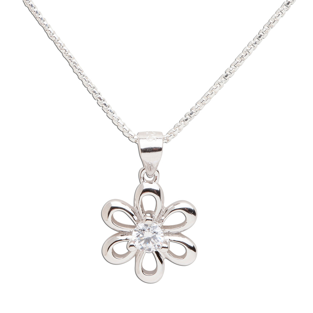 Sterling Silver Birthstone Daisy Flower Necklace for Little Girls