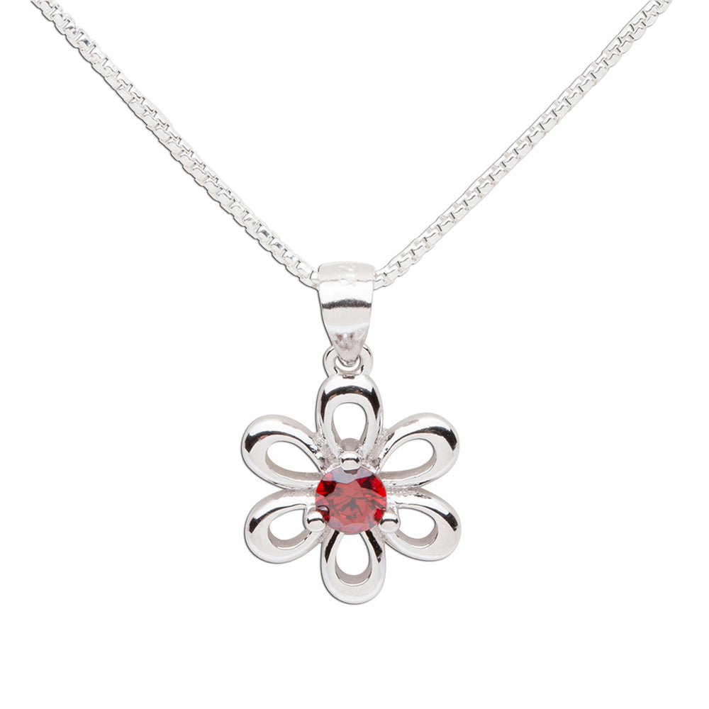Sterling Silver Birthstone Daisy Flower Necklace for Little Girls