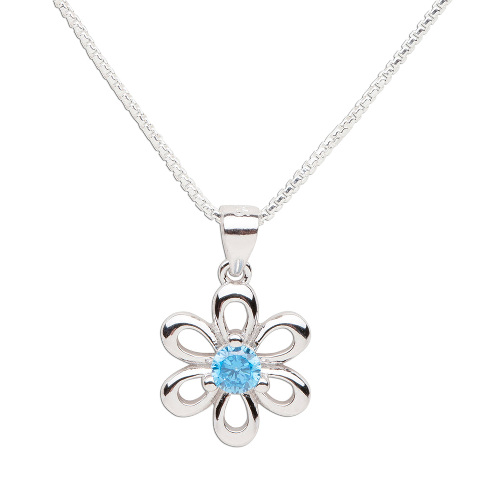 Sterling Silver Birthstone Daisy Flower Necklace for Little Girls