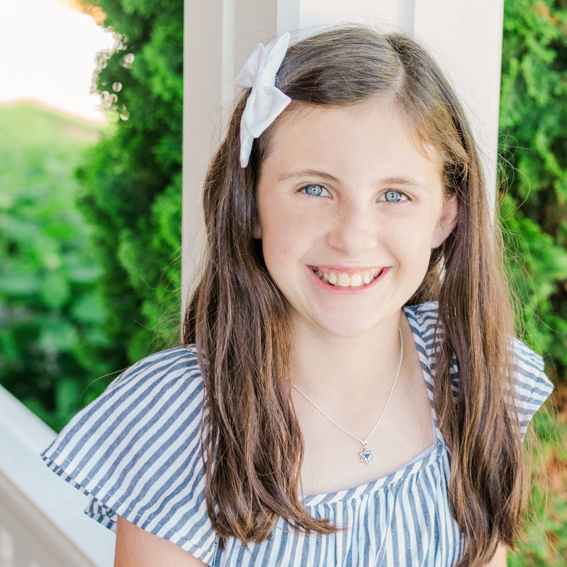 Sterling Silver Birthstone Daisy Flower Necklace for Little Girls - Cherished Moments Jewelry