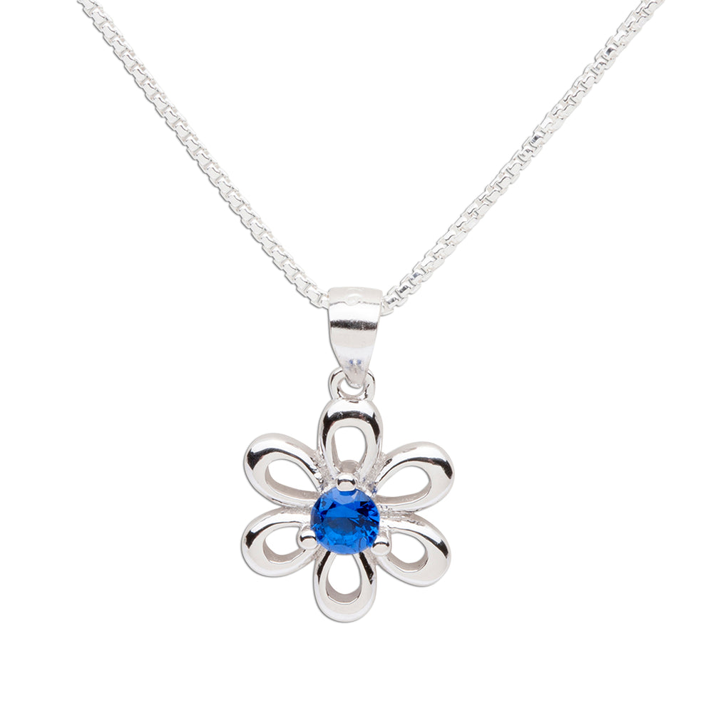 Sterling Silver Birthstone Daisy Flower Necklace for Little Girls