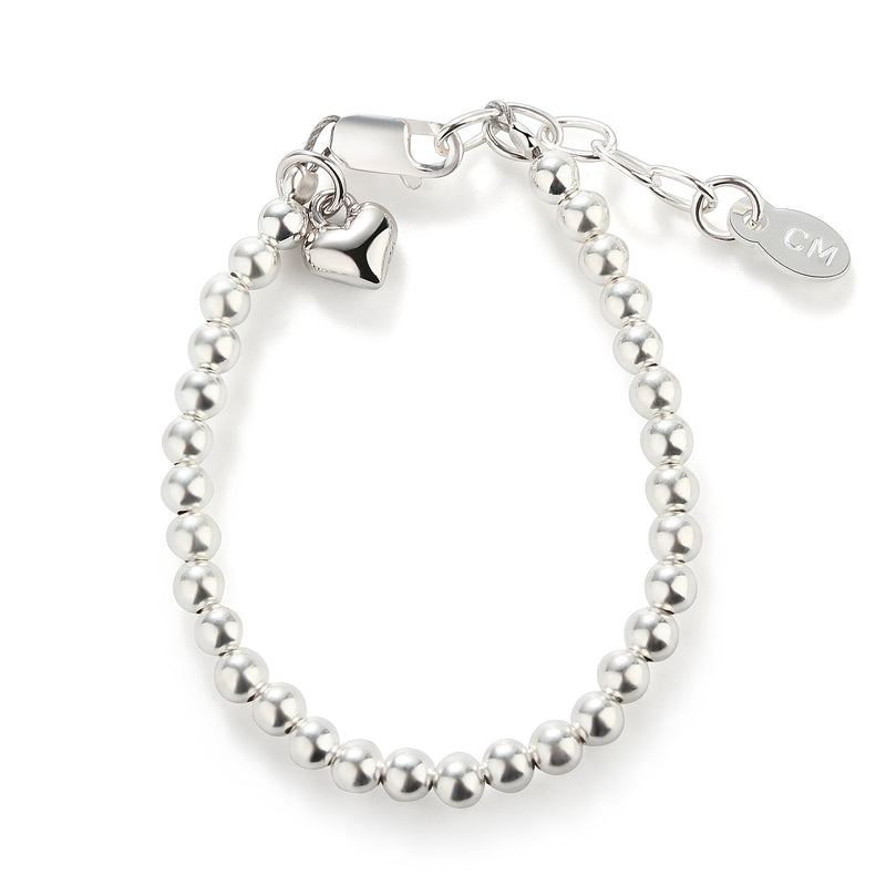 Sterling Silver Beaded Puff Heart Bracelet for Babies, Girls and Women - Cherished Moments Jewelry