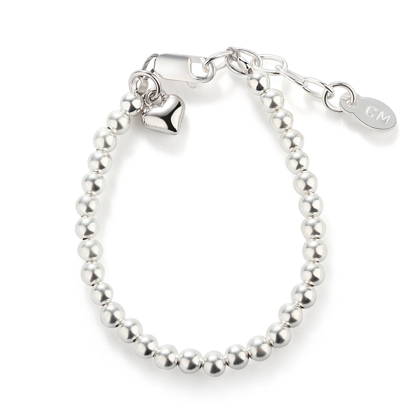 Sterling Silver Beaded Puff Heart Bracelet for Babies, Girls and Women - Cherished Moments Jewelry