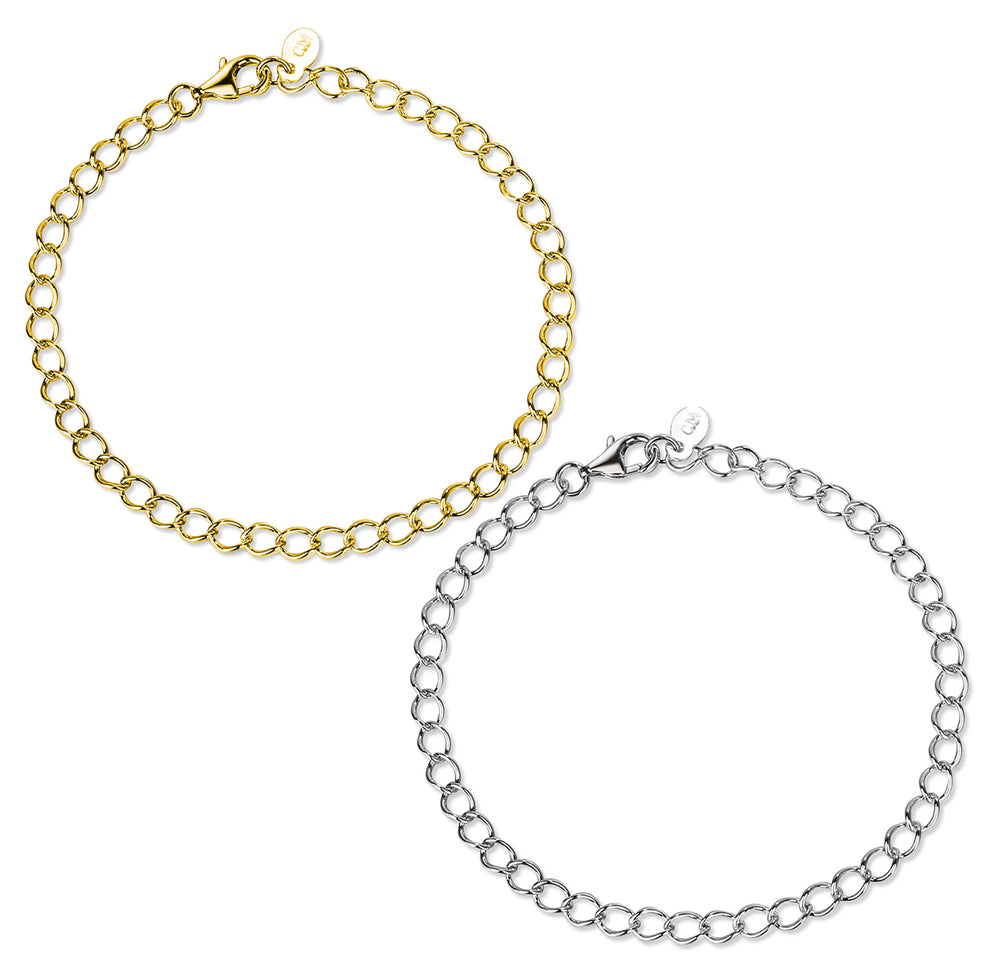 14k Gold-Plated or Sterling Silver Charm Bracelet for Adding and Collecting Charms