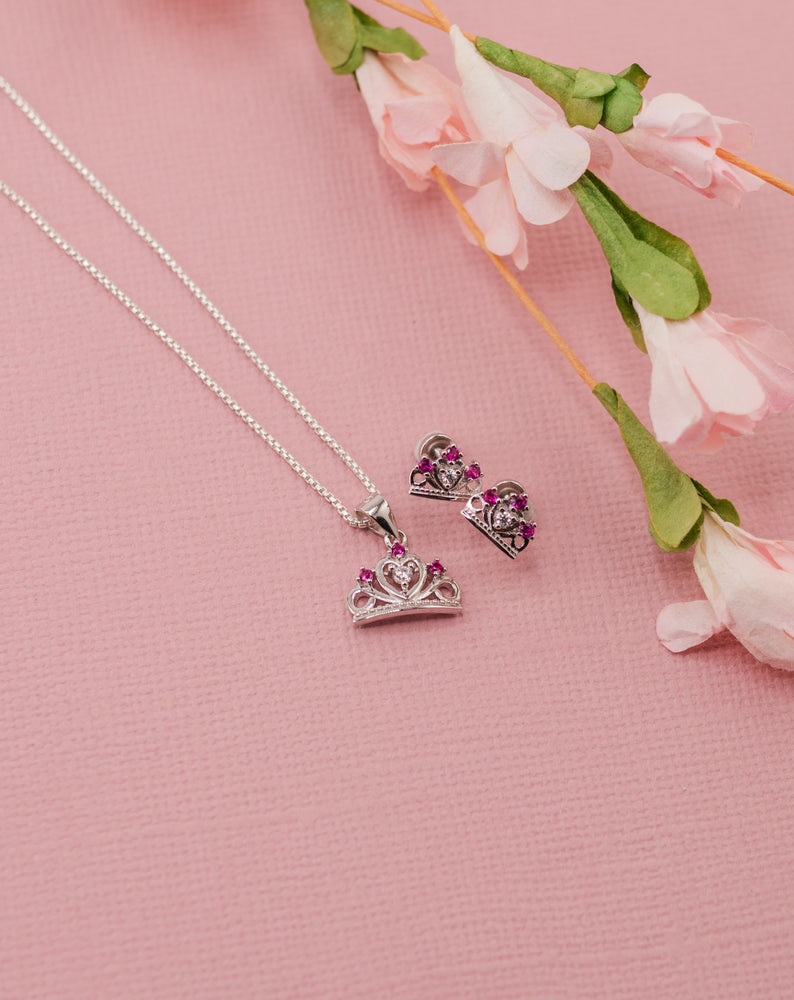 Sterling Silver Little Girls Princess Tiara Necklace