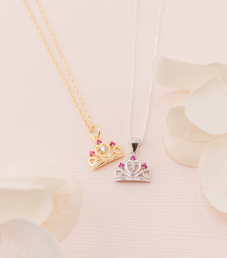 Sterling Silver Little Girls Princess Tiara Necklace