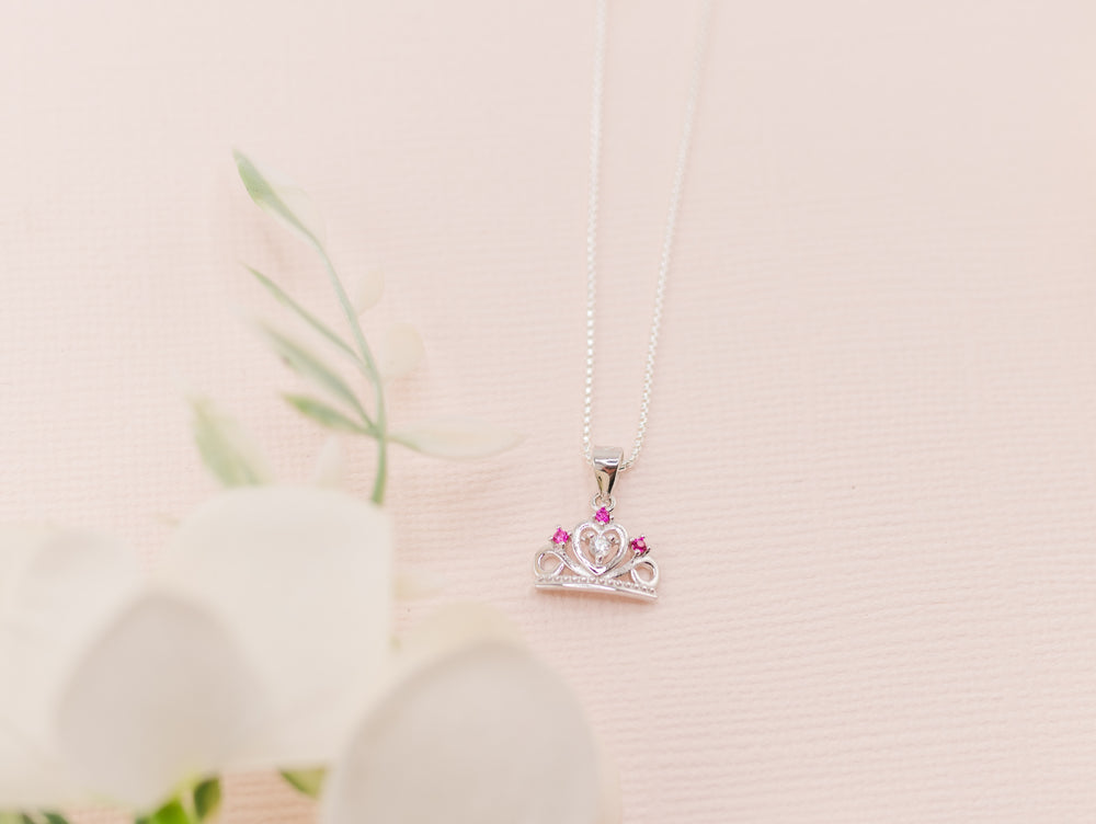 Sterling Silver Little Girls Princess Tiara Necklace