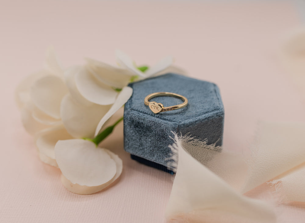 Gold-Plated Heart CTR Ring w/ CZs for Kids, Little Girls, Teens and Missionary