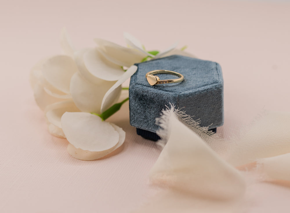 14K Gold-Plated Heart Personalized Initial Ring w/ CZs for Toddlers, Kids, Little Girls