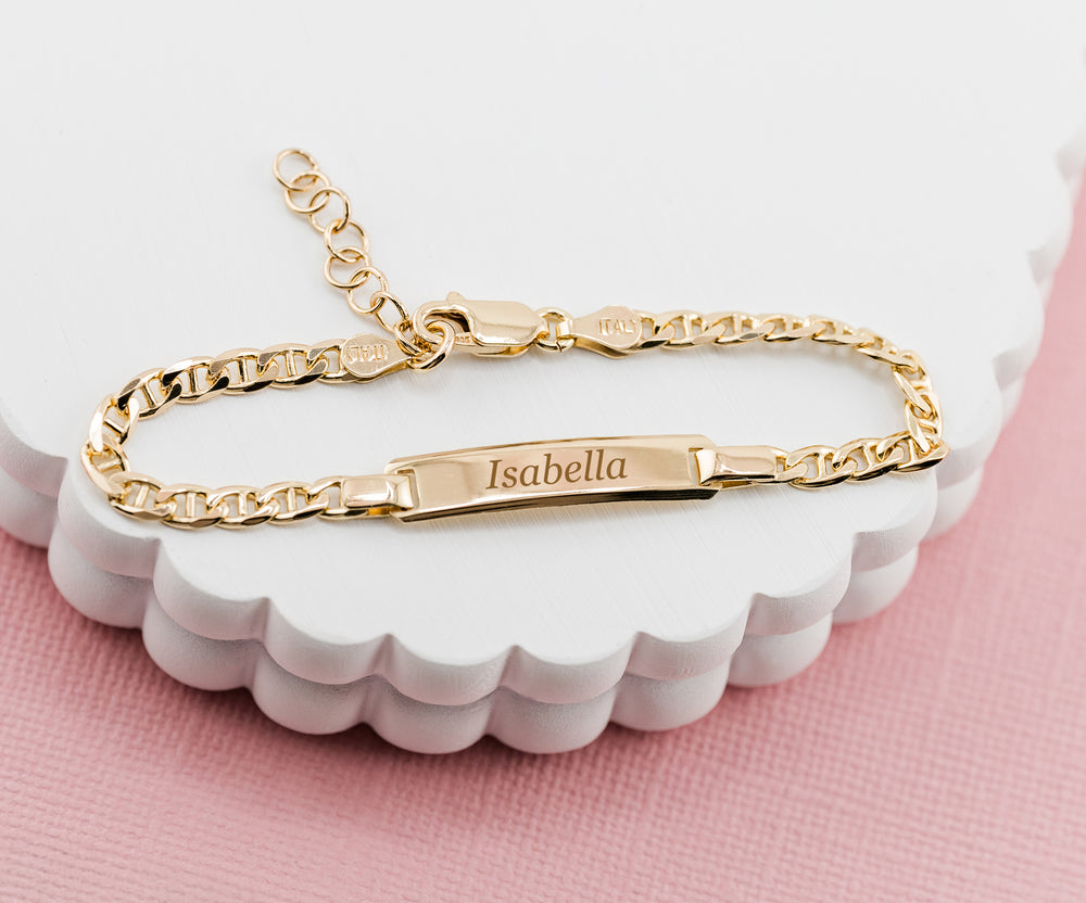 Sterling Silver or 14K Gold Plated ID Bracelet for Engraving for