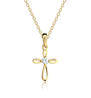 Girls 14K Gold-Plated Children's Cross Necklace First Communion