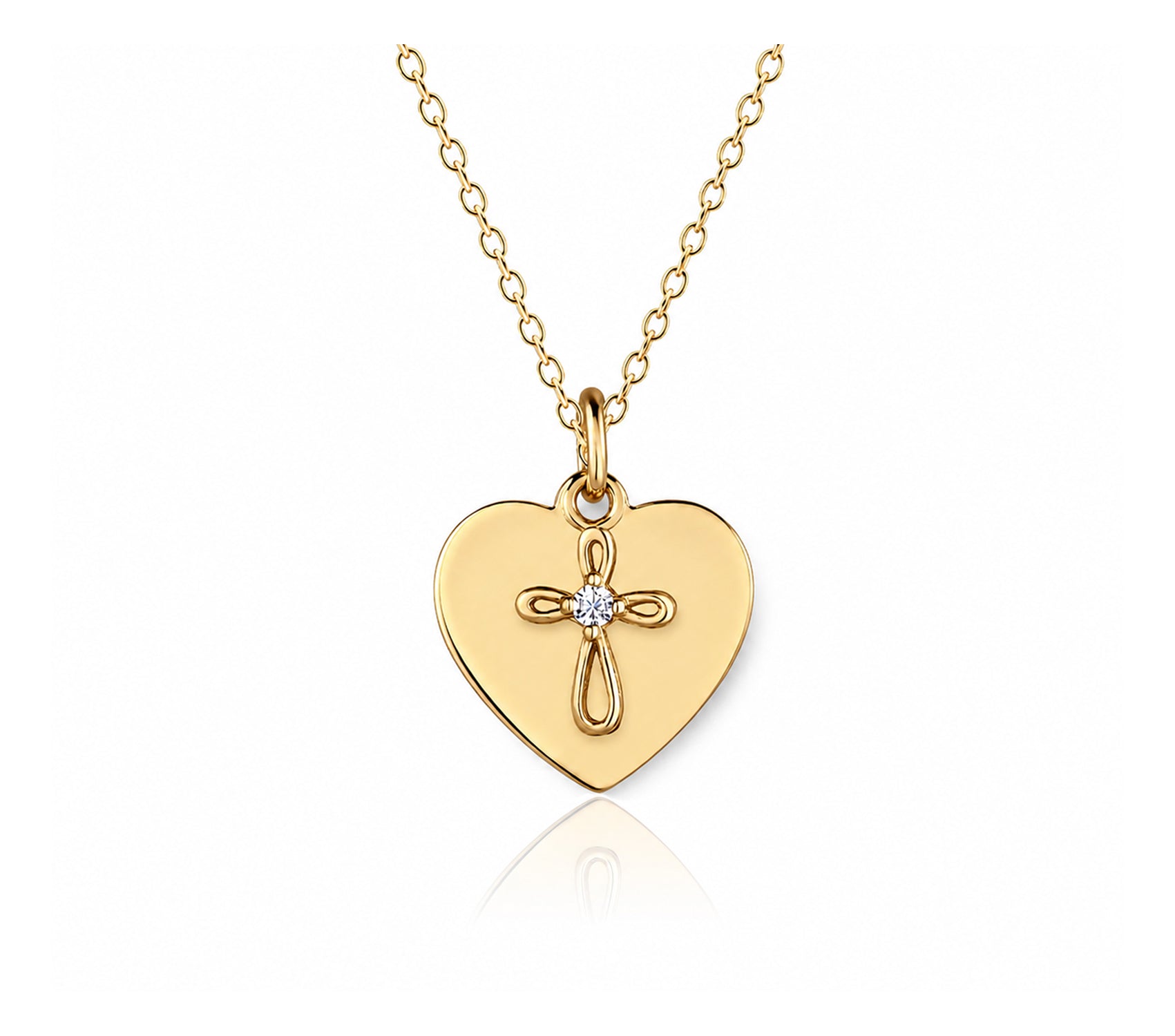Girls Personalized Heart & Infinity Cross Necklace in 14k Gold