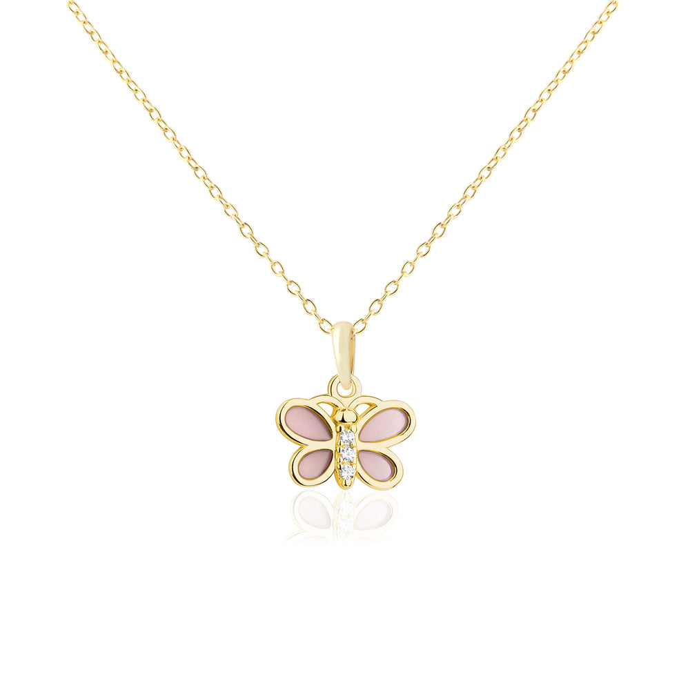 14k Gold-Plated Butterfly Necklace for Little Girls or Kids