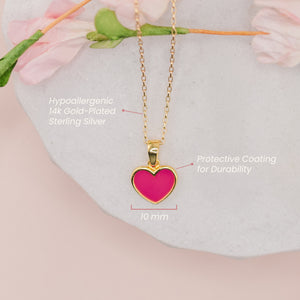 Children's 14K Gold Plated Pink Heart Necklace for Little Kids