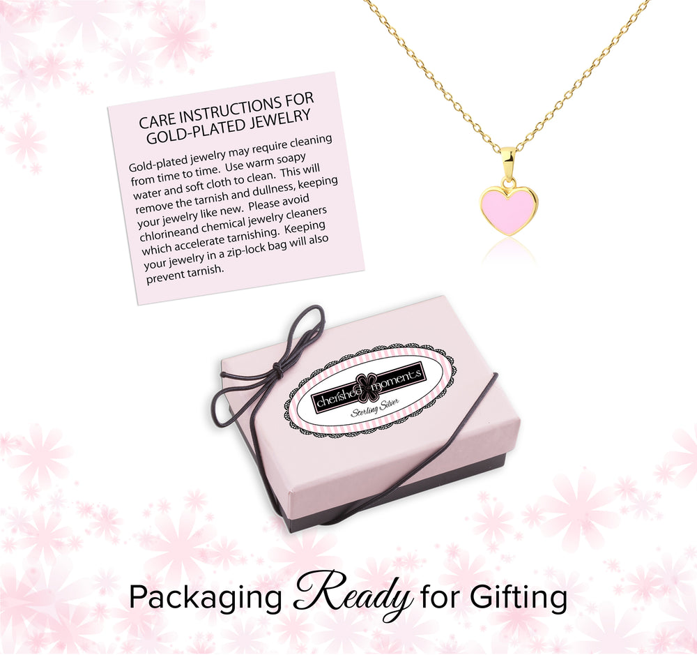 Children's 14K Gold Plated Pink Heart Necklace for Girls & Kids